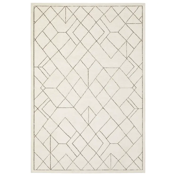 3' X 5' Ivory And Taupe Geometric Area Rug