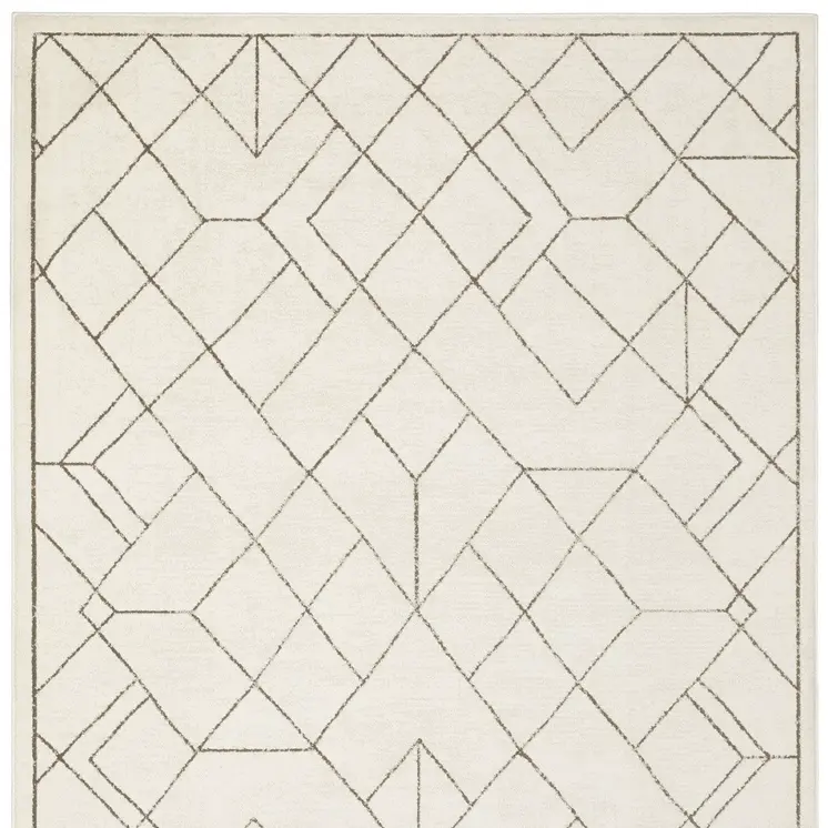 3' X 5' Ivory And Taupe Geometric Area Rug