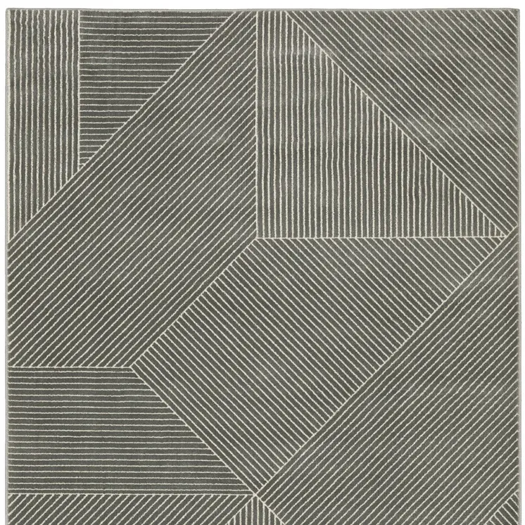 3' X 5' Gray And Ivory Geometric Area Rug