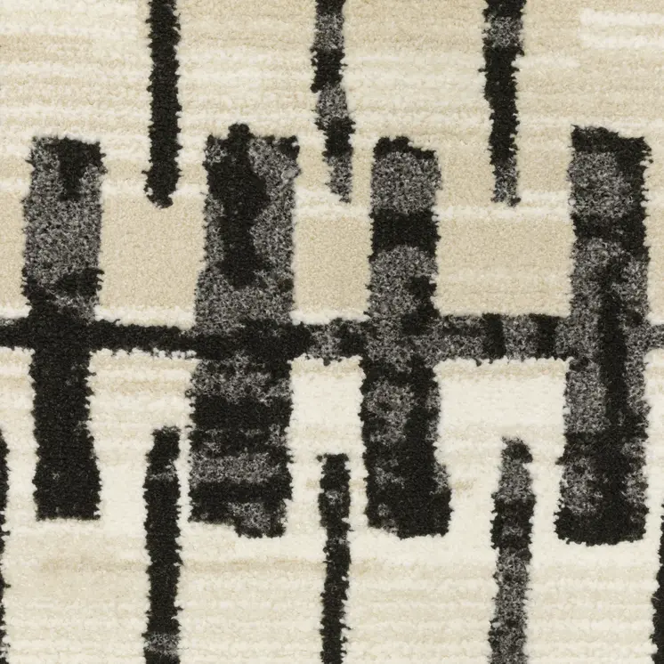 3' X 5' Beige And Black Geometric Area Rug