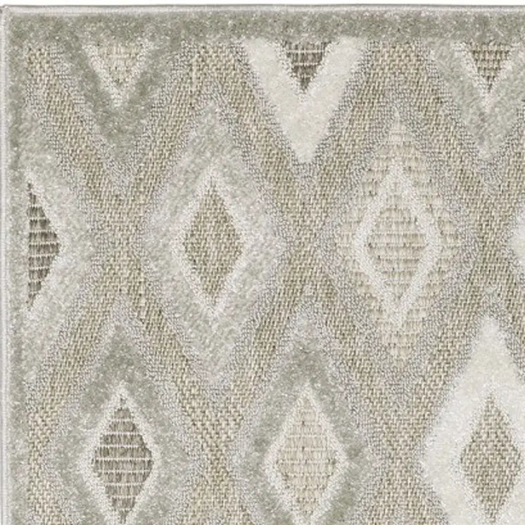 8' Beige And Gray Diamond Runner Rug