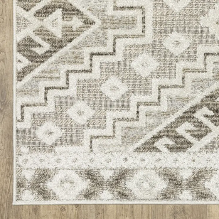 3' X 5' Beige And Brown Tribal Area Rug