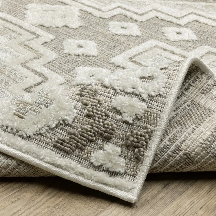 8' Beige And Brown Tribal Runner Rug