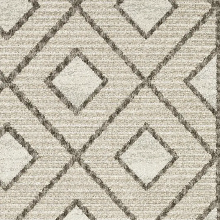 3' X 5' Beige And Brown Geometric Area Rug