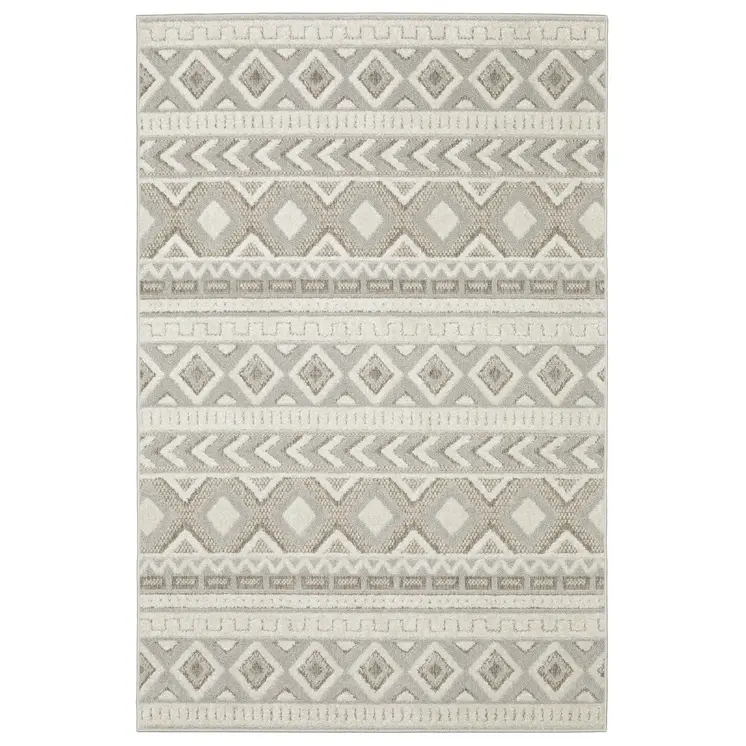 3' X 5' Gray And Beige Tribal Area Rug