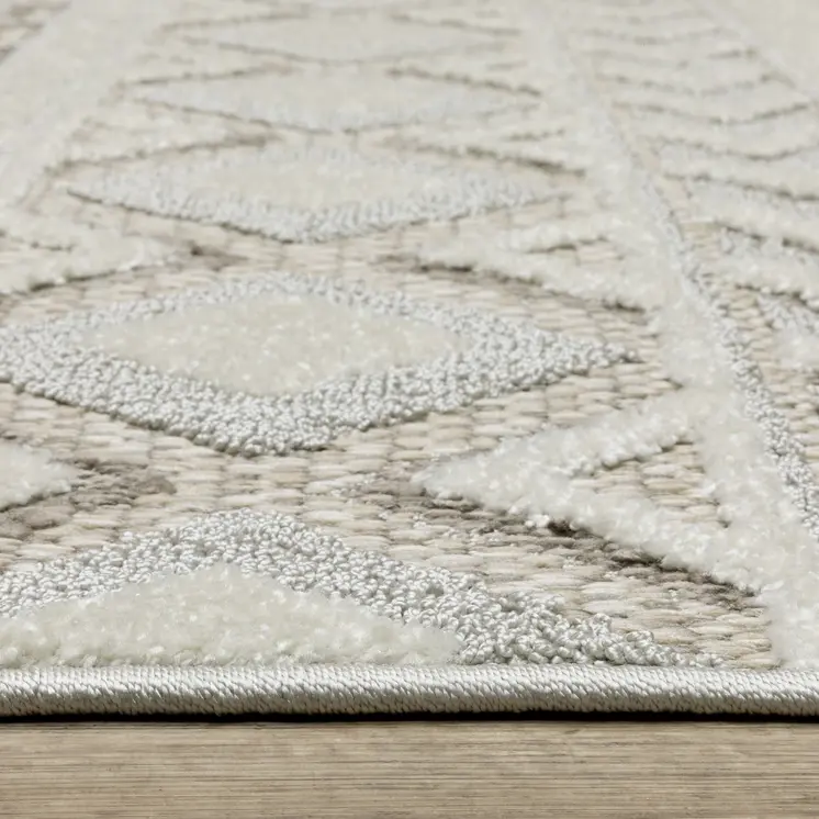 8' Gray And Beige Tribal Runner Rug