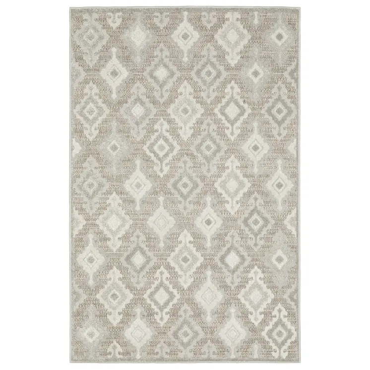 3' X 5' Beige And Gray Oriental Area Rug