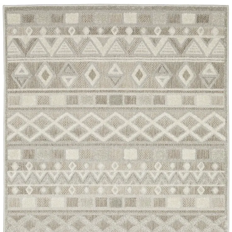 3' X 5' Beige And Gray Geometric Area Rug