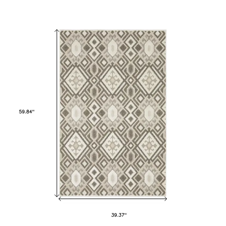 3' X 5' Brown And Beige Tribal Area Rug
