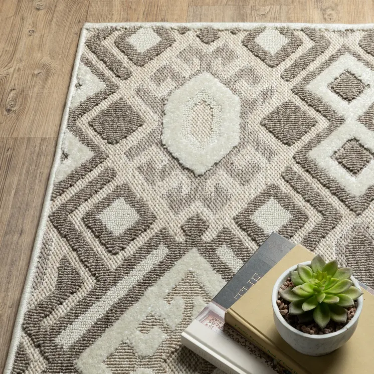 3' X 5' Brown And Beige Tribal Area Rug