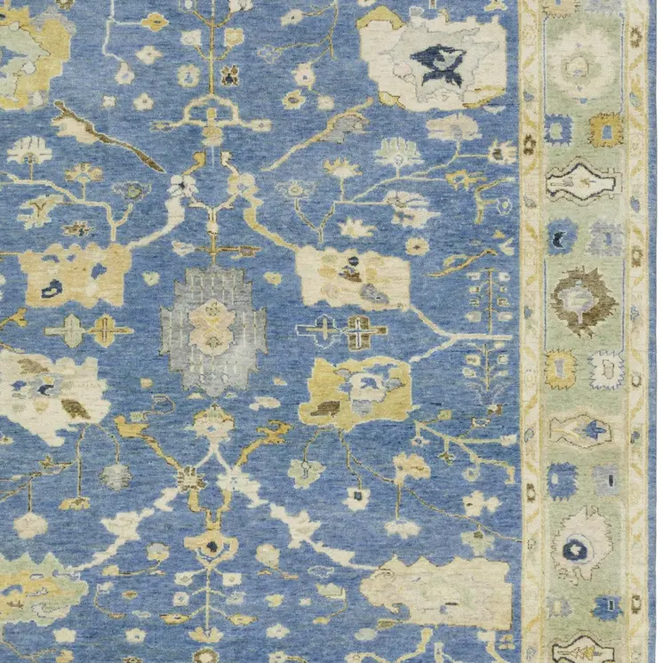 2' X 3' Blue And Green Wool Oriental Hand Knotted Area Rug With Fringe