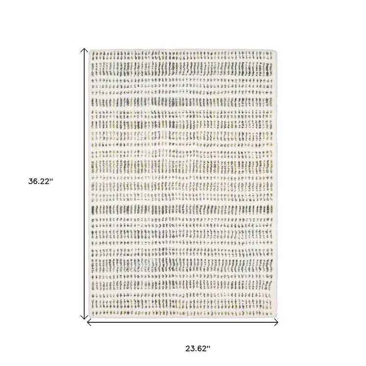 2' X 3' Ivory Yellow And Black Striped Area Rug