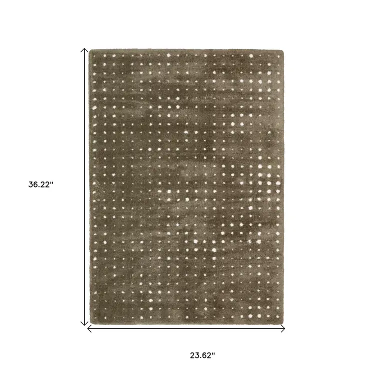2' X 3' Brown And Ivory Geometric Area Rug