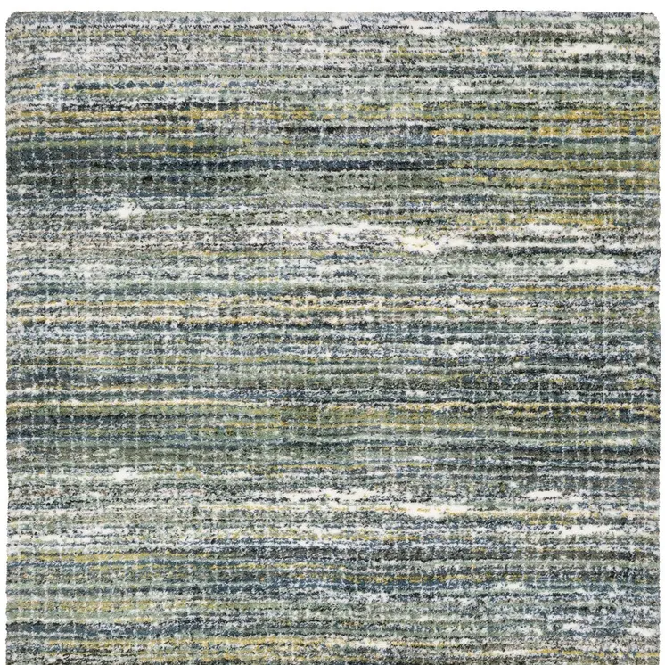 2' X 3' Green And Blue Geometric Distressed Area Rug