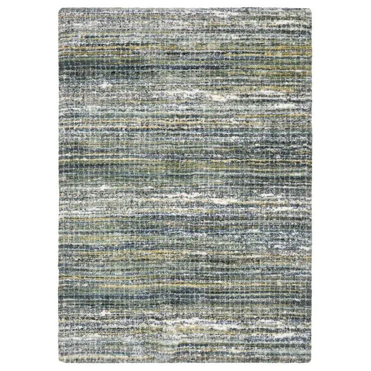 2' X 3' Green And Blue Geometric Distressed Area Rug