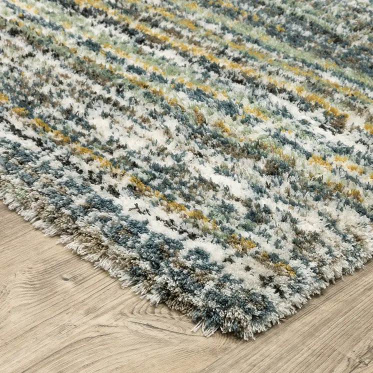 2' X 3' Green And Blue Geometric Distressed Area Rug