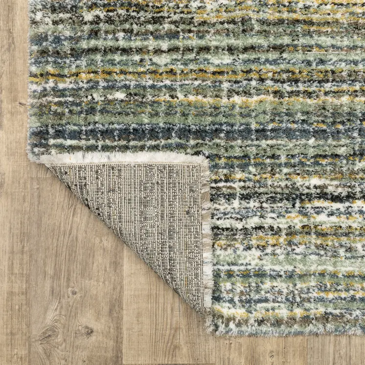 2' X 3' Green And Blue Geometric Distressed Area Rug
