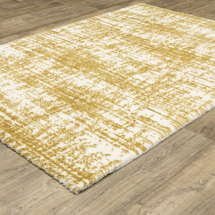 2' X 3' Gold And Ivory Abstract Area Rug