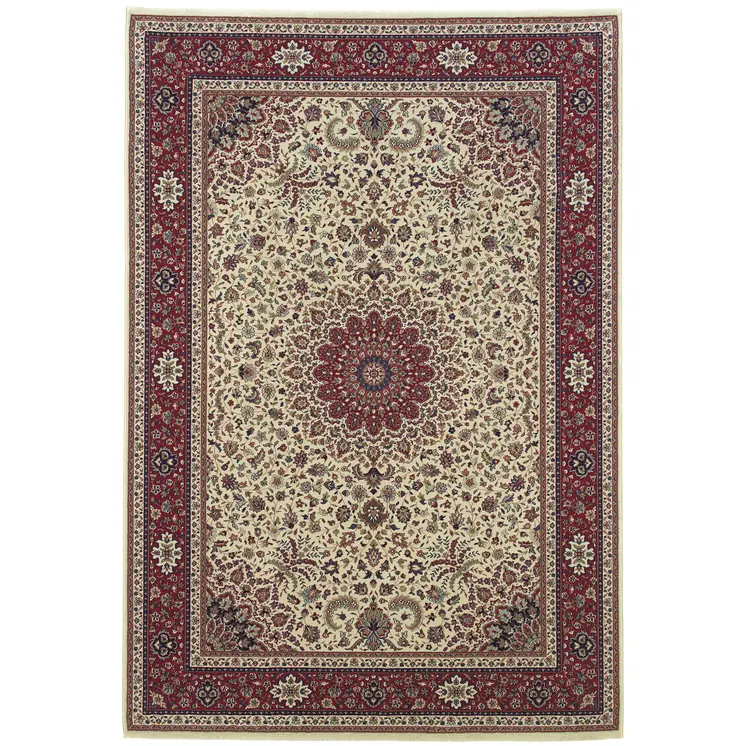 2' X 3' Ivory And Red Oriental Area Rug