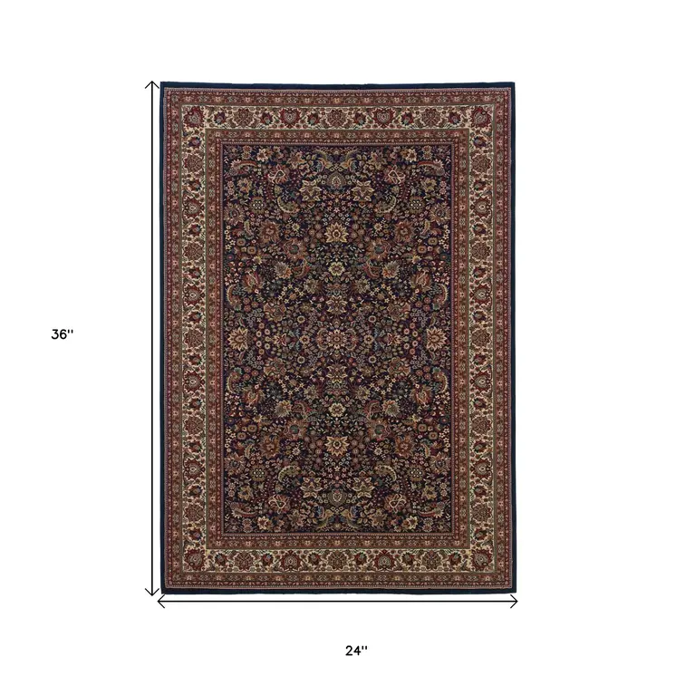 2' X 3' Blue And Red Oriental Area Rug