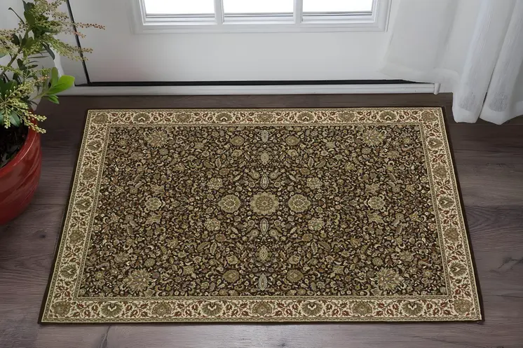 2' X 3' Brown And Ivory Oriental Area Rug