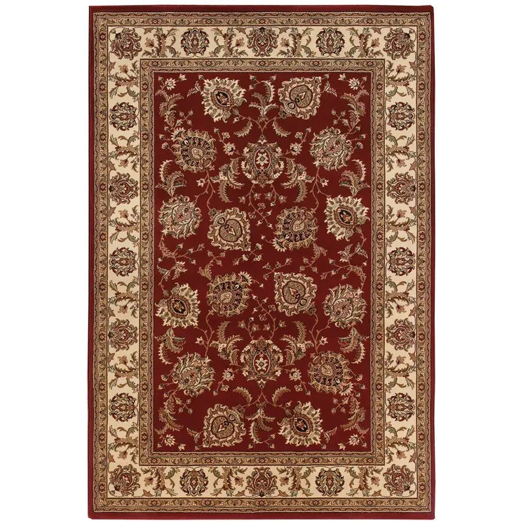 2' X 3' Red And Ivory Oriental Area Rug