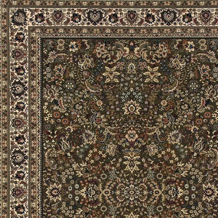 2' X 3' Green And Ivory Oriental Area Rug