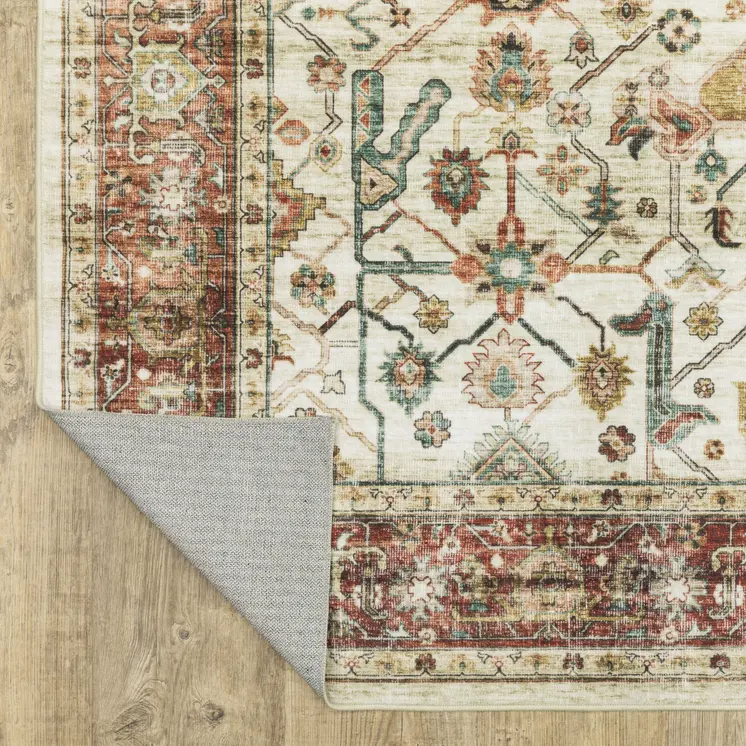 8' Ivory Oriental Distressed Runner Rug