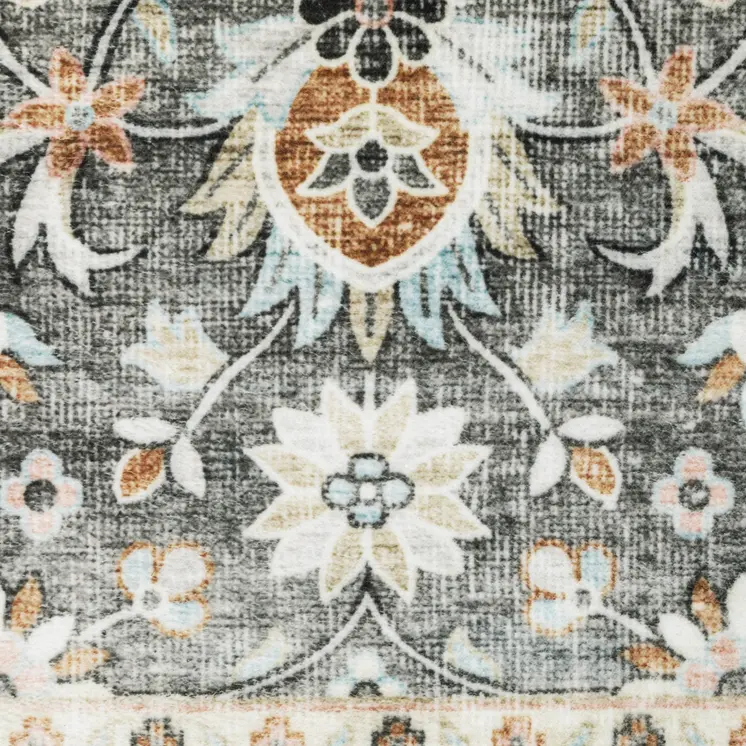 8' Gray And Ivory Oriental Distressed Runner Rug