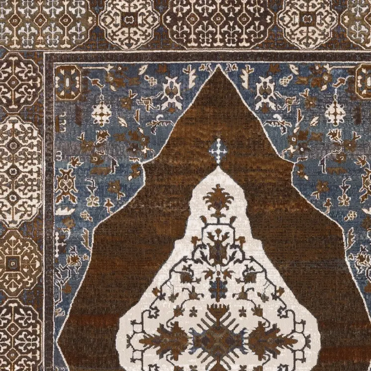 4' X 6' Gray And Blue Medallion Area Rug