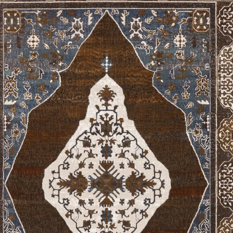 4' X 6' Gray And Blue Medallion Area Rug