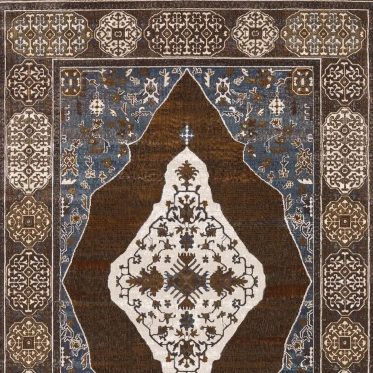 4' X 6' Gray And Blue Medallion Area Rug