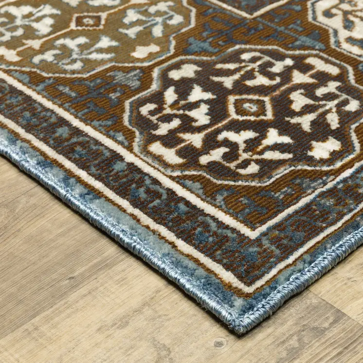 4' X 6' Gray And Blue Medallion Area Rug