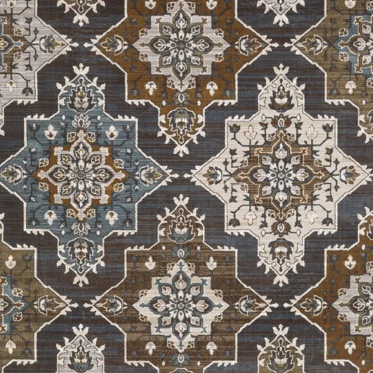 4' X 6' Gray And Blue Medallion Area Rug