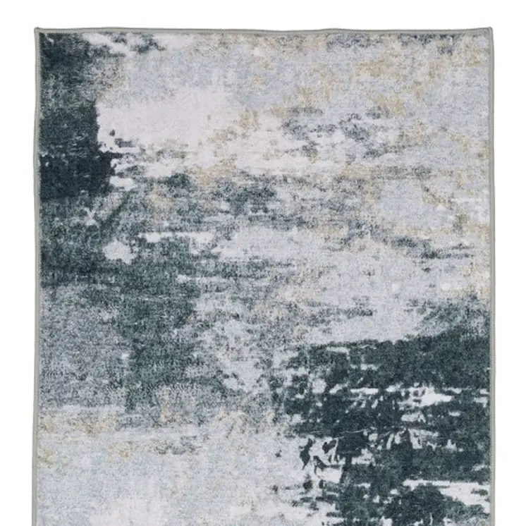 8' Ivory And Gray Abstract Distressed Runner Rug