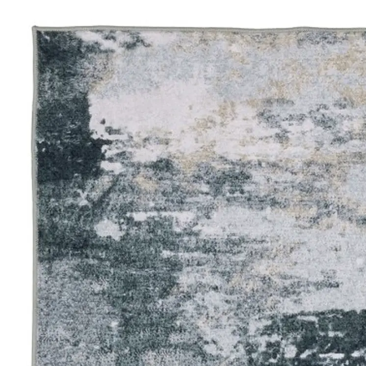 8' Ivory And Gray Abstract Distressed Runner Rug