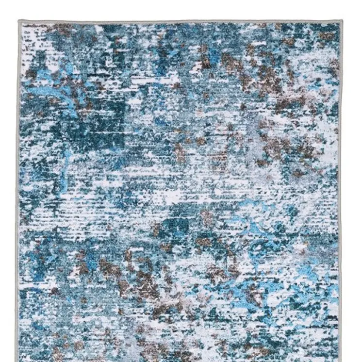 8' Ivory Abstract Distressed Runner Rug