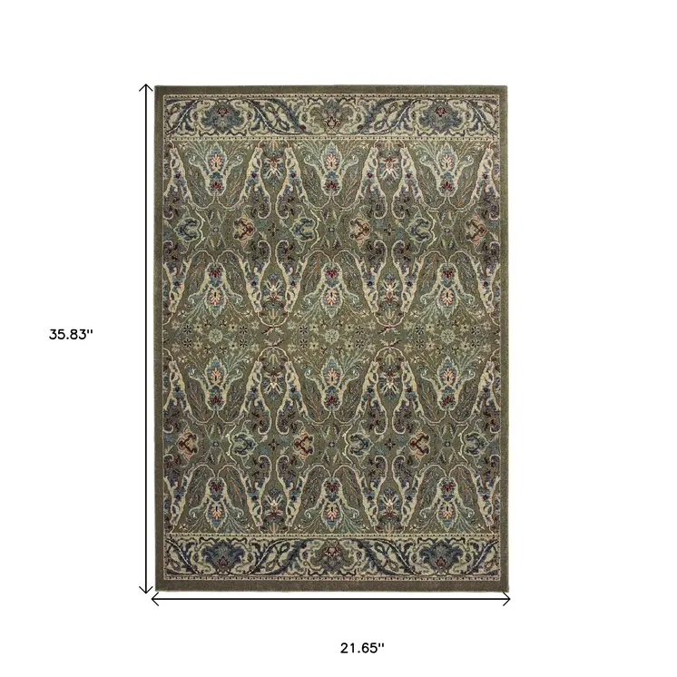 2' X 3' Brown And Ivory Floral Area Rug