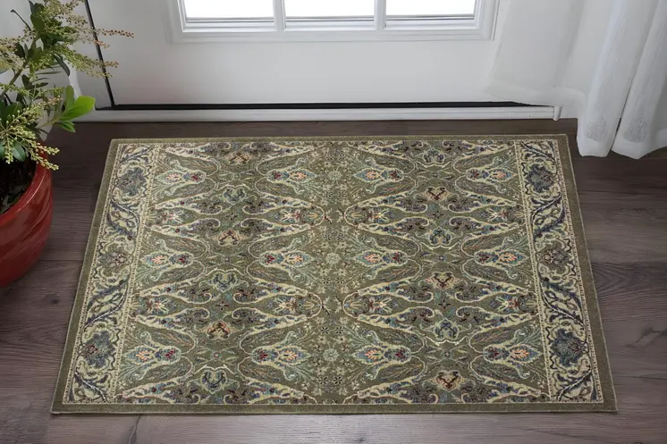 2' X 3' Brown And Ivory Floral Area Rug