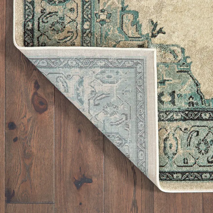 2' X 3' Ivory And Blue Oriental Area Rug