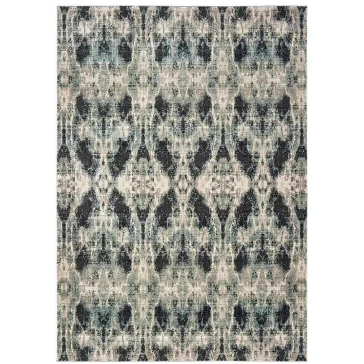 4' X 6' Gray And Blue Abstract Area Rug