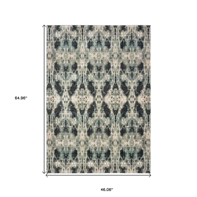 4' X 6' Gray And Blue Abstract Area Rug
