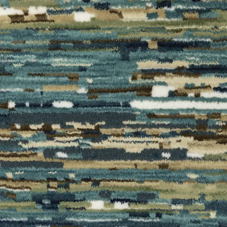 8' Blue Brown And Ivory Striped Runner Rug