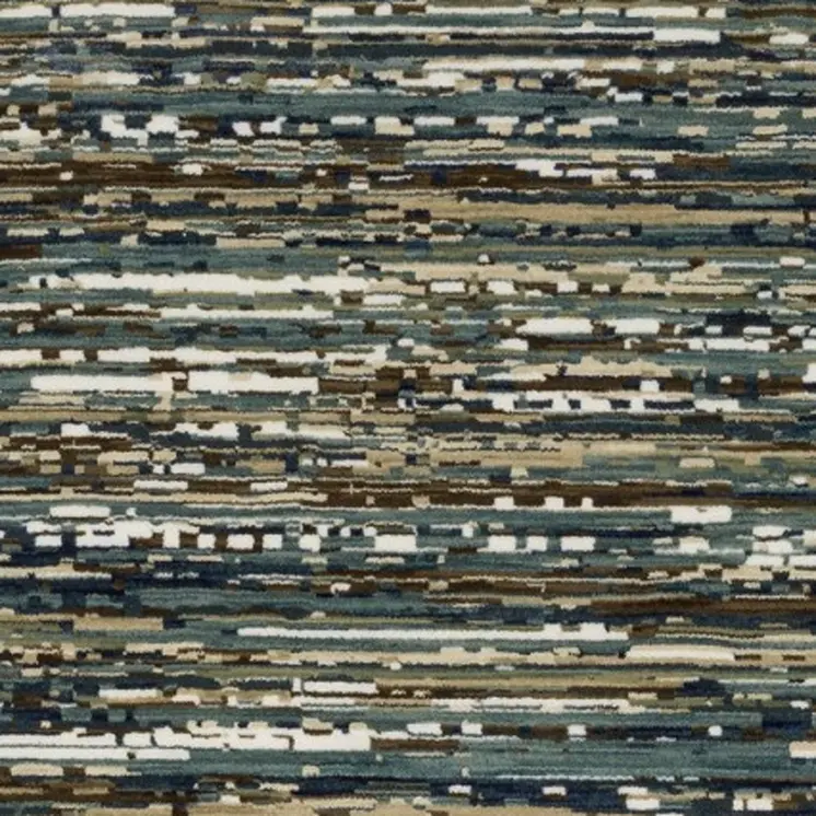 8' Blue Brown And Ivory Striped Runner Rug