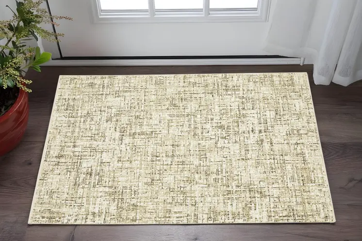 3' X 5' Ivory And Brown Abstract Area Rug