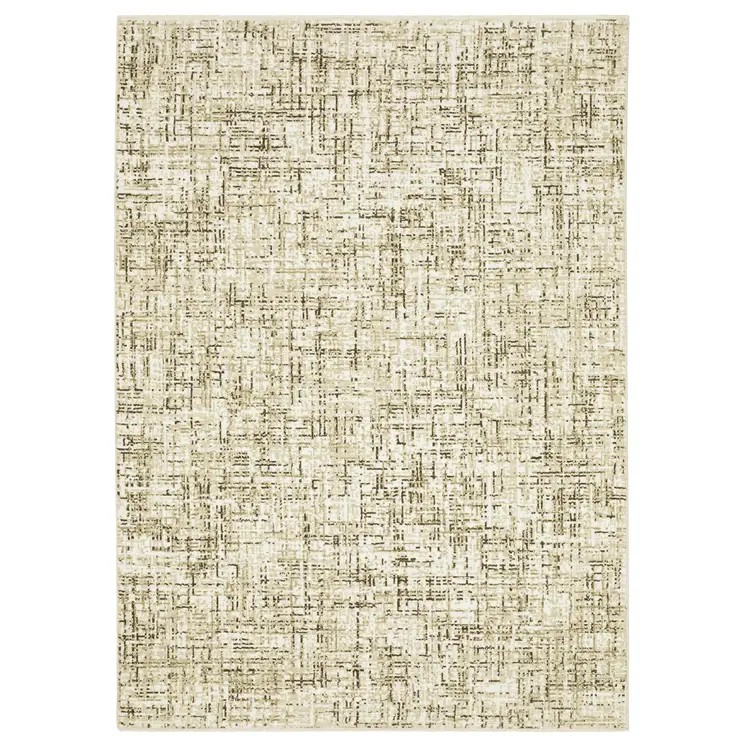 3' X 5' Ivory And Brown Abstract Area Rug