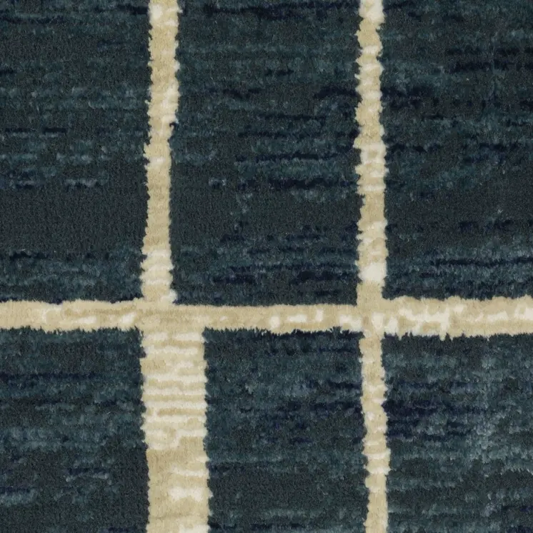 3' X 5' Blue And Ivory Geometric Area Rug