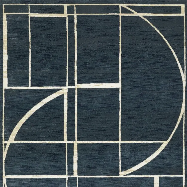 3' X 5' Blue And Ivory Geometric Area Rug