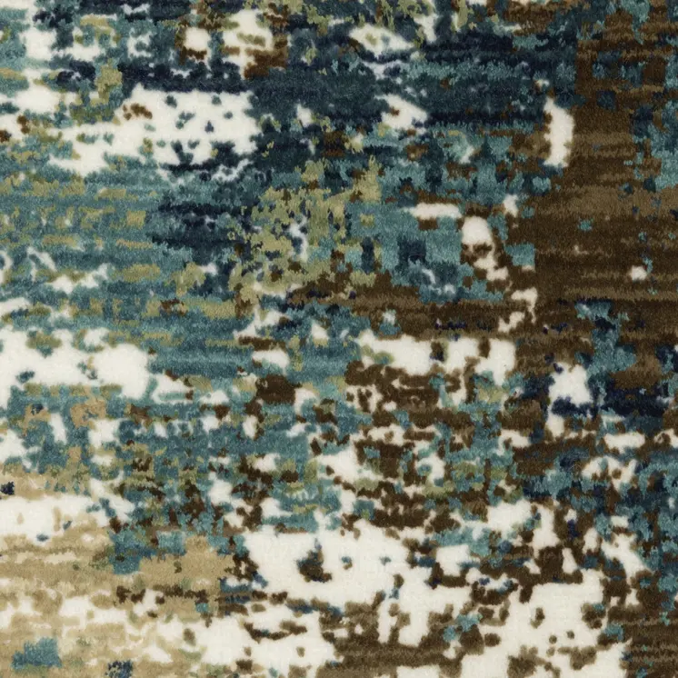 8' Blue And Green Abstract Runner Rug