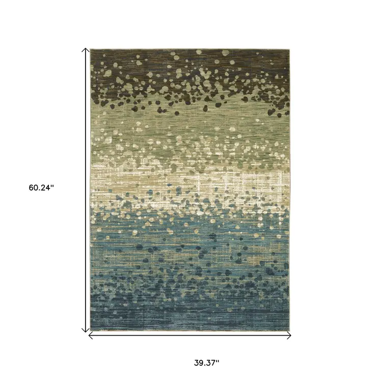 3' X 5' Blue And Brown Abstract Area Rug